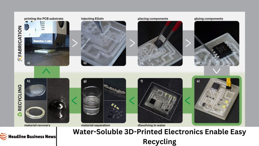 Water-Soluble 3D-Printed Electronics Enable Easy Recycling