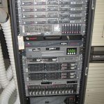 Rows of server racks in a data centre
