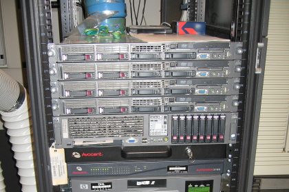 Rows of server racks in a data centre