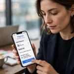 Person making an instant payment on a smartphone